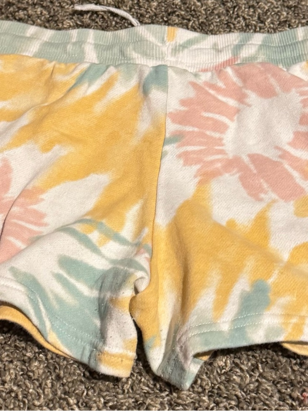 MTV Girls Tie-Dye Lounge Shorts in Yellow, Mint & Pink - Picture 3 of 3